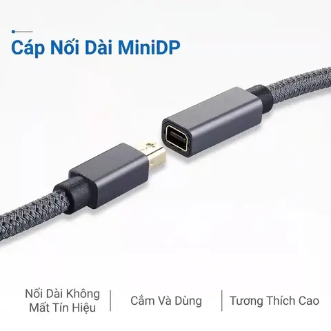 Cáp nối dài Mini DisplayPort đực cái toàn cảnh