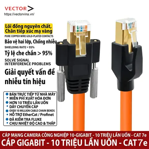 Cáp Mạng Camera Công Nghiệp High-Flex Cat 7 (RJ45 Kèm Vít Khóa)