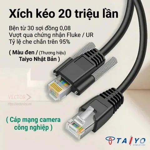 Cáp Mạng Công Nghiệp GigE RJ45 – Sử Dụng Dây Cáp TAIYO Nhật Bản