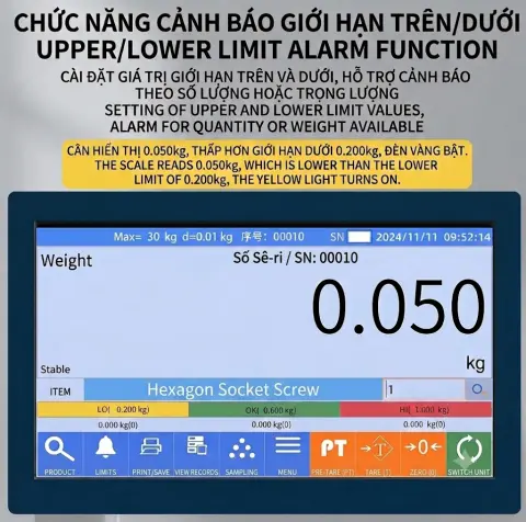 Thông số kỹ thuật cân điện tử VT-CTM
