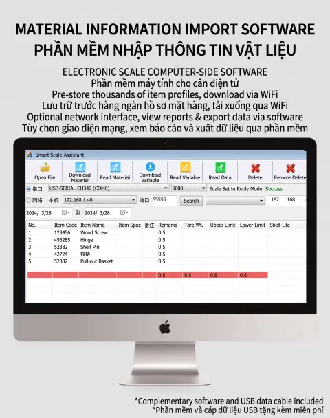 Kết nối mạng LAN và xuất báo cáo trên cân điện tử VT-CTM