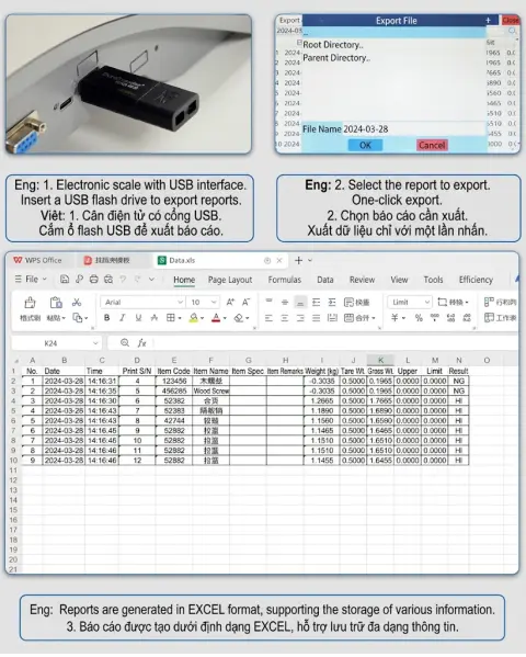 Giao diện phần mềm quản lý kho trên cân điện tử VT-CTM