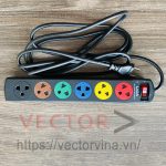Ổ cắm nối dài LiOA 6SND: 6 lỗ 3 chấu có nắp đậy xoay, an toàn