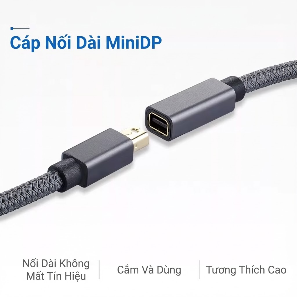 Cáp nối dài Mini DisplayPort đực cái toàn cảnh