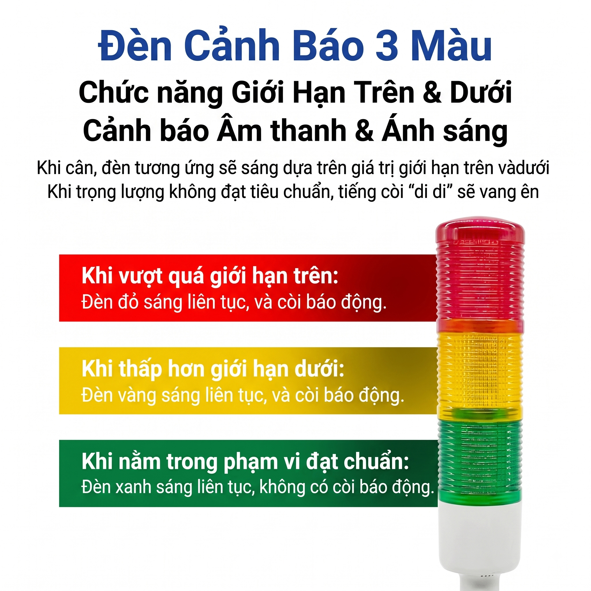 Đèn tháp cảnh báo 3 màu của cân điện tử