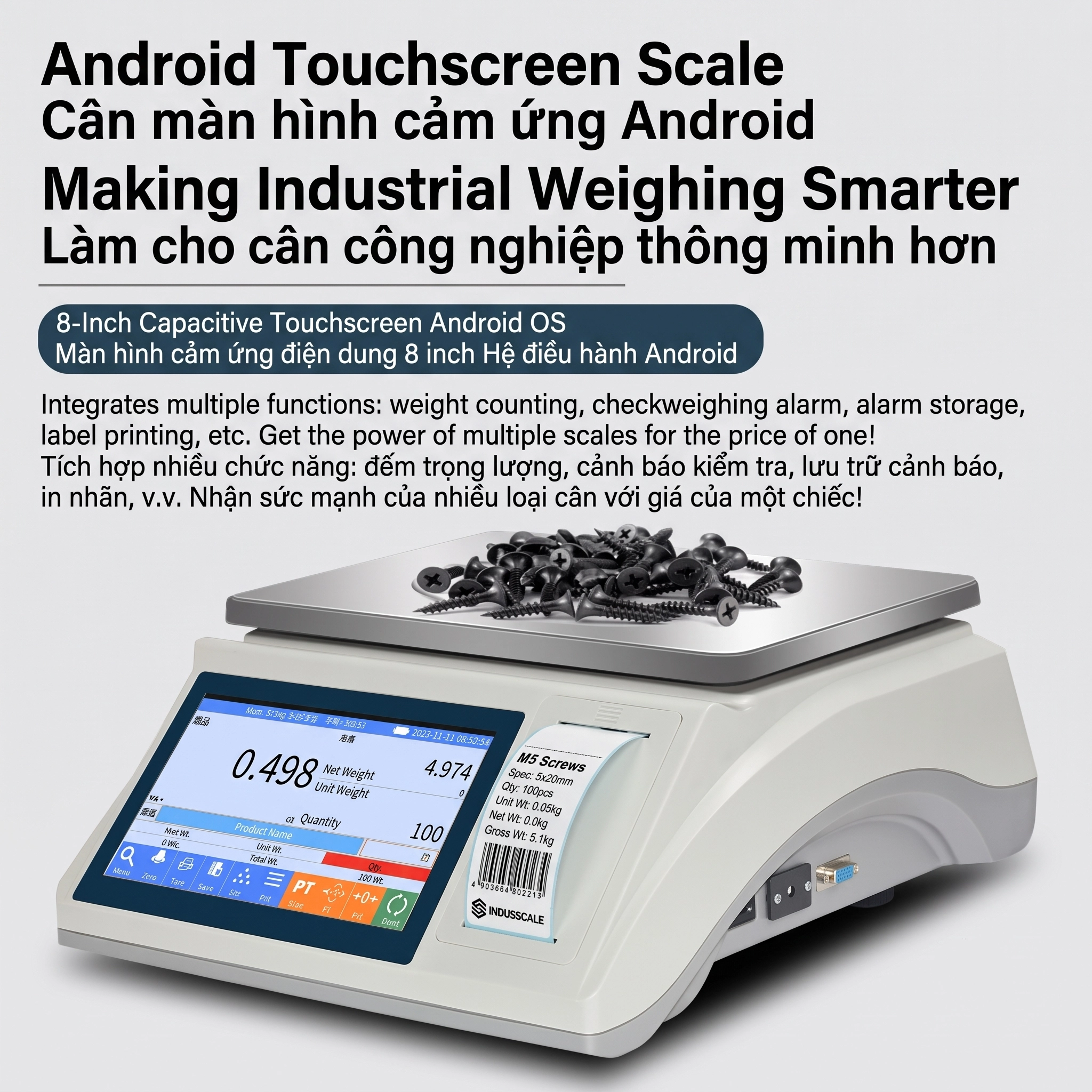 Cân điện tử thông minh VT-CTM Cân điện tử thông minh màn hình cảm ứng Android VT-CTM
