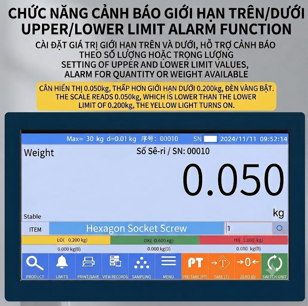Thông số kỹ thuật cân điện tử VT-CTM