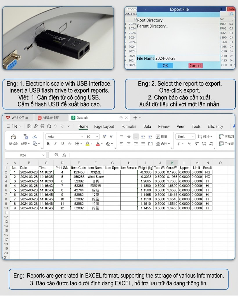 Giao diện phần mềm quản lý kho trên cân điện tử VT-CTM
